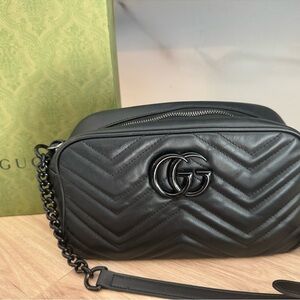 Gucci Marmont Small Camera Crossbody Bag All Black